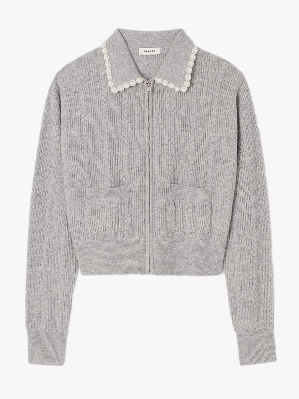 Sandro Ameo Beaded Collar Cardigan - Picture 3 of 9